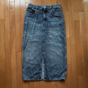 Isabel Marant Washed Denim Midi Skirt with pockets, front slit, super soft denim